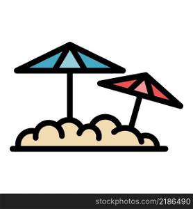 Beach umbrella icon. Outline beach umbrella vector icon color flat isolated. Beach umbrella icon color outline vector