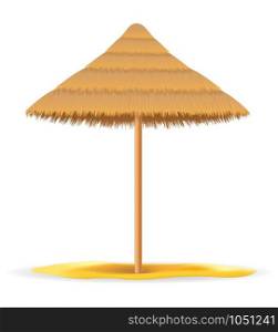 beach umbrella made of straw and reed for shade vector illustration isolated on white background