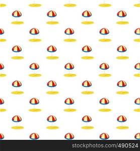 Beach umbrella pattern seamless repeat in cartoon style vector illustration. Beach umbrella pattern