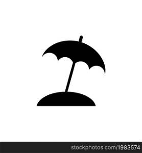 Beach Umbrella, UV Protect. Flat Vector Icon illustration. Simple black symbol on white background. Beach Umbrella, UV Protect sign design template for web and mobile UI element. Beach Umbrella, UV Protect Flat Vector Icon