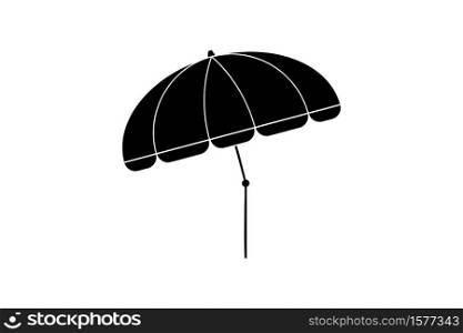 Beach umbrella vector icon in silhouette style