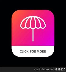 Beach, Umbrella, Weather, Wet Mobile App Button. Android and IOS Line Version