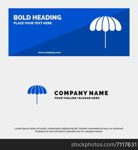 Beach, Umbrella, Weather, Wet SOlid Icon Website Banner and Business Logo Template