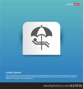 Beach Umbrella with Bed Icon - Blue Sticker button