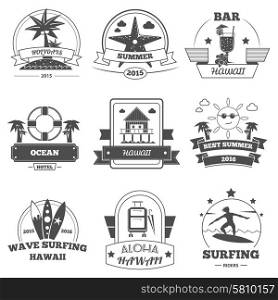 Beach vacation and sea resting label set isolated vector illustration. Beach Label Set
