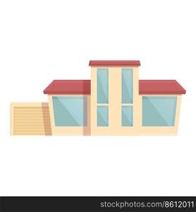 Beach villa icon cartoon vector. Modern building. Front outside. Beach villa icon cartoon vector. Modern building