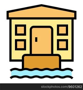 Beach villa icon outline vector. Luxury cottage. Modern home color flat. Beach villa icon vector flat
