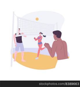 Beach volleyball isolated cartoon vector illustrations. Group of people play volleyball on the beach together, active lifestyle, recreation day, summer weekend, leisure time vector cartoon.. Beach volleyball isolated cartoon vector illustrations.