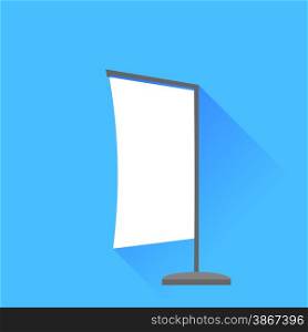 Beach White Banner Isolated on Blue Background. Long. Shadow.. Beach Banner