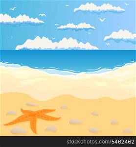Beach5. Beach and the sea in summer day. A vector illustration
