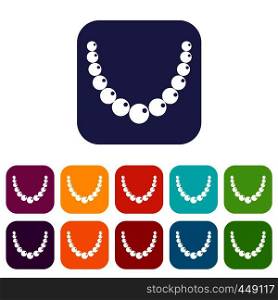 Bead icons set vector illustration in flat style In colors red, blue, green and other. Bead icons set flat