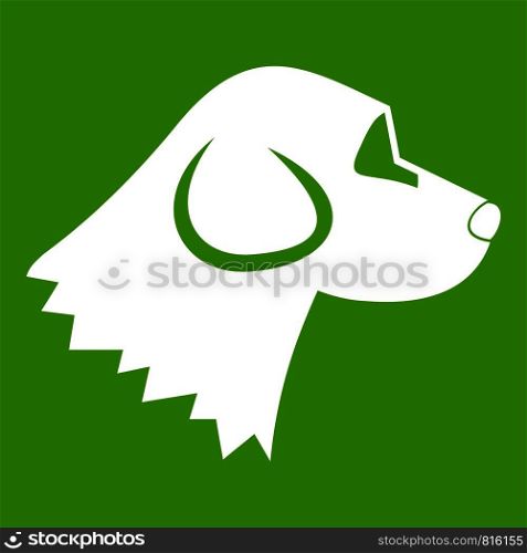Beagle dog icon white isolated on green background. Vector illustration. Beagle dog icon green