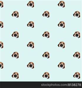 Beagle dog on blue background pattern. Animal seamless pattern design.  . Beagle dog on blue background pattern.