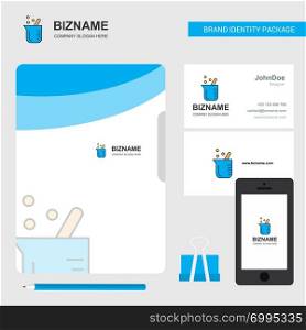 Beaker Business Logo, File Cover Visiting Card and Mobile App Design. Vector Illustration