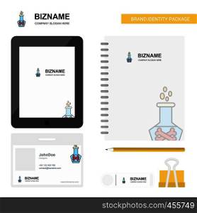 Beaker Business Logo, Tab App, Diary PVC Employee Card and USB Brand Stationary Package Design Vector Template