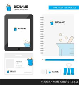 Beaker Business Logo, Tab App, Diary PVC Employee Card and USB Brand Stationary Package Design Vector Template