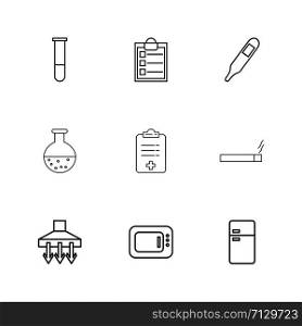 beaker , clipboard , thermometer , flask , board , smoking , microwave , fridge , icon, vector, design, flat, collection, style, creative, icons