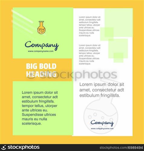 Beaker Company Brochure Title Page Design. Company profile, annual report, presentations, leaflet Vector Background