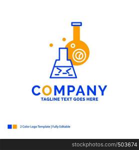 beaker, lab, test, tube, scientific Blue Yellow Business Logo template. Creative Design Template Place for Tagline.