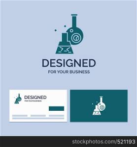 beaker, lab, test, tube, scientific Business Logo Glyph Icon Symbol for your business. Turquoise Business Cards with Brand logo template.. Vector EPS10 Abstract Template background