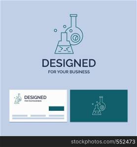 beaker, lab, test, tube, scientific Business Logo Line Icon Symbol for your business. Turquoise Business Cards with Brand logo template. Vector EPS10 Abstract Template background