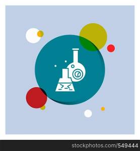 beaker, lab, test, tube, scientific White Glyph Icon colorful Circle Background. Vector EPS10 Abstract Template background