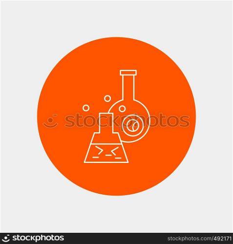 beaker, lab, test, tube, scientific White Line Icon in Circle background. vector icon illustration. Vector EPS10 Abstract Template background