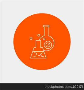 beaker, lab, test, tube, scientific White Line Icon in Circle background. vector icon illustration. Vector EPS10 Abstract Template background