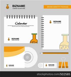 Beaker Logo, Calendar Template, CD Cover, Diary and USB Brand Stationary Package Design Vector Template