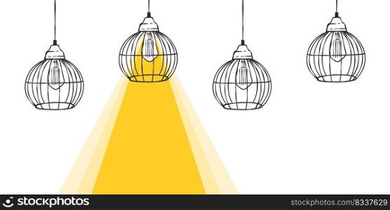 Beam of light banner. Loft l&s drawn by hand with a beam of light. Vector illustration