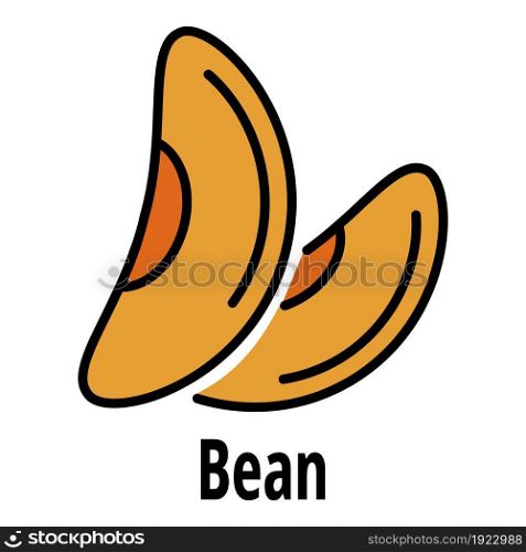 Bean icon. Outline bean vector icon color flat isolated on white. Bean icon color outline vector