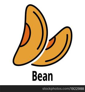 Bean icon. Outline bean vector icon color flat isolated on white. Bean icon color outline vector