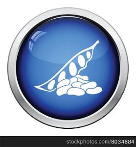 Beans icon. Glossy button design. Vector illustration.