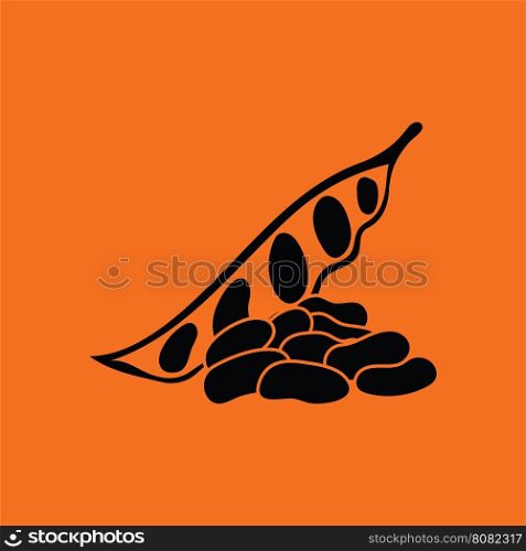 Beans icon. Orange background with black. Vector illustration.