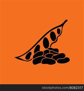 Beans icon. Orange background with black. Vector illustration.