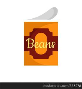 Beans tin can icon. Flat illustration of beans tin can vector icon for web isolated on white. Beans tin can icon, flat style
