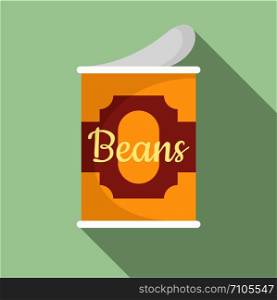 Beans tin can icon. Flat illustration of beans tin can vector icon for web design. Beans tin can icon, flat style