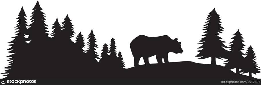 Bear and forest vector illustration