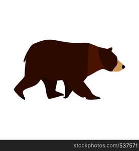 Bear brown character symbol vector icon side view. Cute mammal animal big predator illustration. Zoo grizzly cartoon