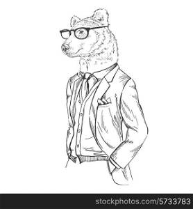 bear dressed up in retro style