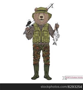 bear fisherman, sport and outdoor activity collection