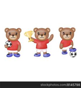 Bear Football Team Clipart. watercolor Digital painting