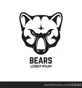 Bear head isolated on white background. Sport team mascot. Design element for logo, label, emblem, sign, brand mark. Vector illustration.