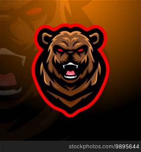 Bear head mascot esport logo design