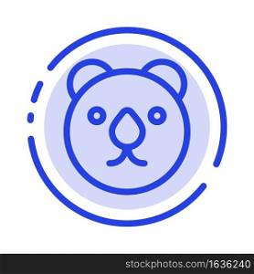 Bear, Head, Predator Blue Dotted Line Line Icon
