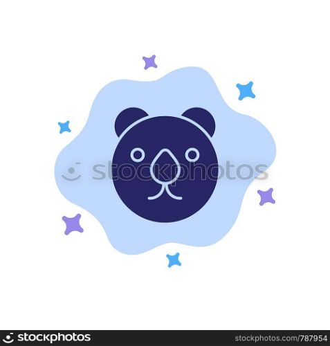 Bear, Head, Predator Blue Icon on Abstract Cloud Background