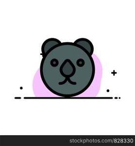 Bear, Head, Predator Business Flat Line Filled Icon Vector Banner Template