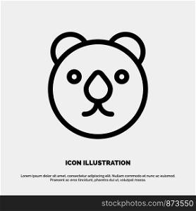 Bear, Head, Predator Line Icon Vector