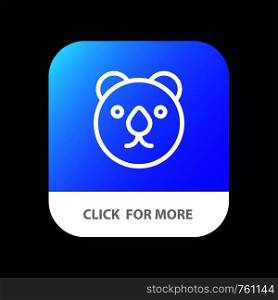 Bear, Head, Predator Mobile App Button. Android and IOS Line Version