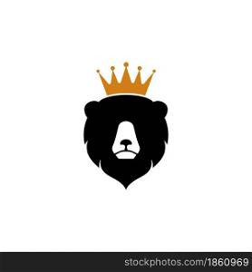 bear head with crown logo vector icon in simple illustration design